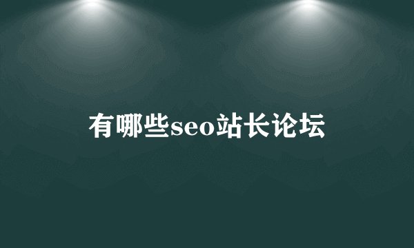 有哪些seo站长论坛