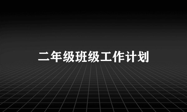 二年级班级工作计划