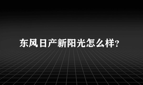 东风日产新阳光怎么样？