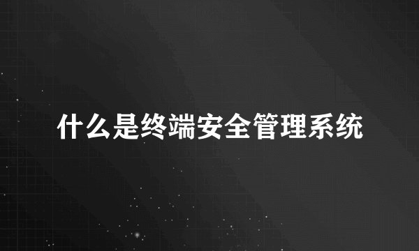 什么是终端安全管理系统