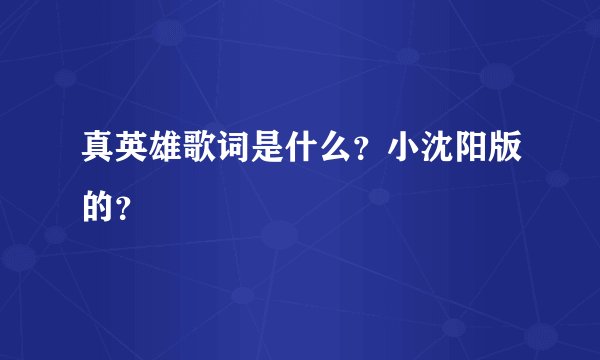真英雄歌词是什么？小沈阳版的？