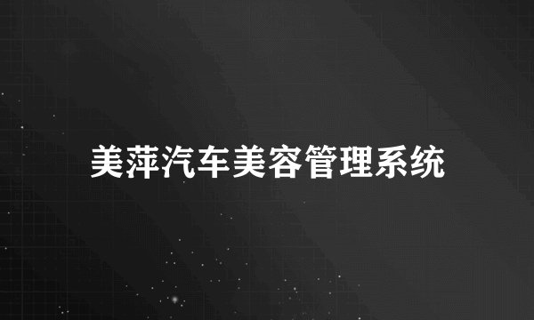 美萍汽车美容管理系统