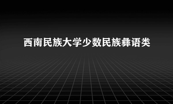 西南民族大学少数民族彝语类