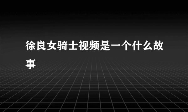 徐良女骑士视频是一个什么故事
