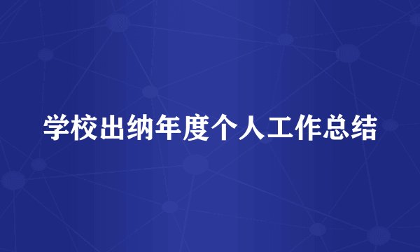 学校出纳年度个人工作总结