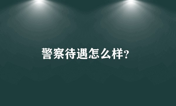 警察待遇怎么样？