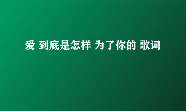 爱 到底是怎样 为了你的 歌词