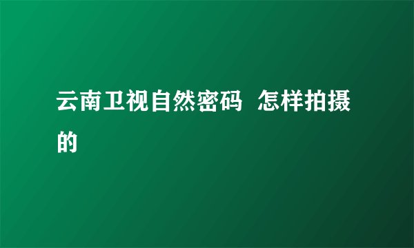 云南卫视自然密码  怎样拍摄的