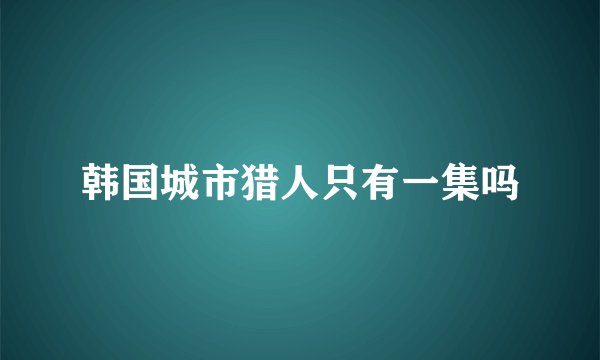 韩国城市猎人只有一集吗