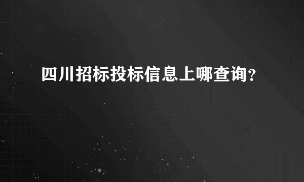 四川招标投标信息上哪查询？