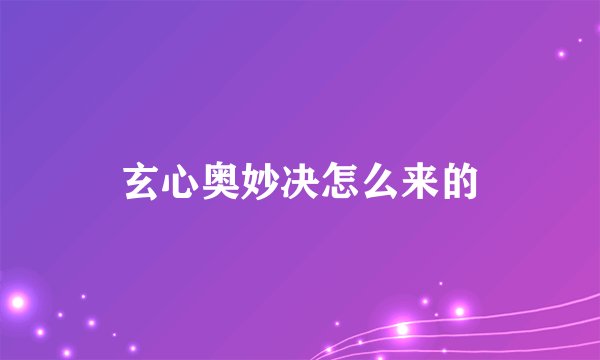 玄心奥妙决怎么来的