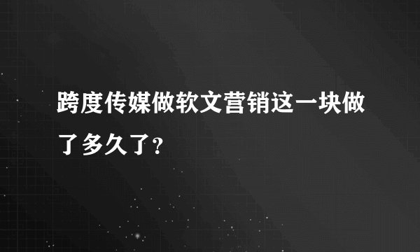 跨度传媒做软文营销这一块做了多久了？