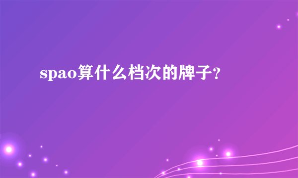 spao算什么档次的牌子？