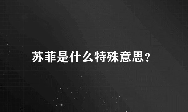 苏菲是什么特殊意思？