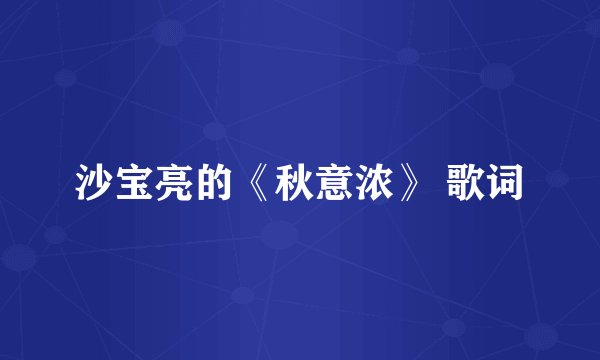 沙宝亮的《秋意浓》 歌词