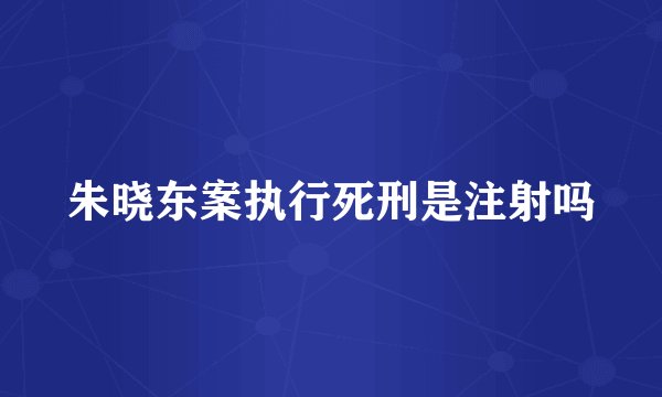 朱晓东案执行死刑是注射吗