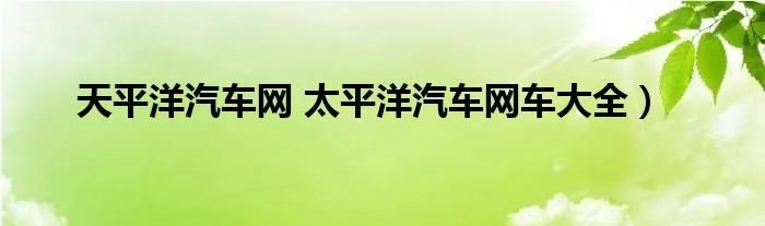 天平洋汽车网 太平洋汽车网车大全)