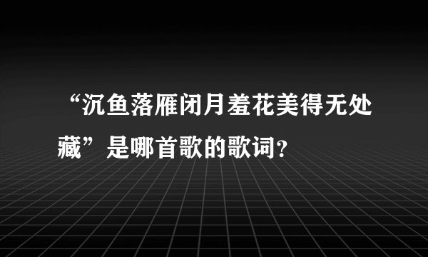“沉鱼落雁闭月羞花美得无处藏”是哪首歌的歌词？