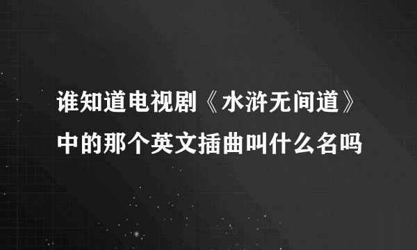 谁知道电视剧《水浒无间道》中的那个英文插曲叫什么名吗