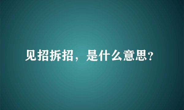 见招拆招,是什么意思?