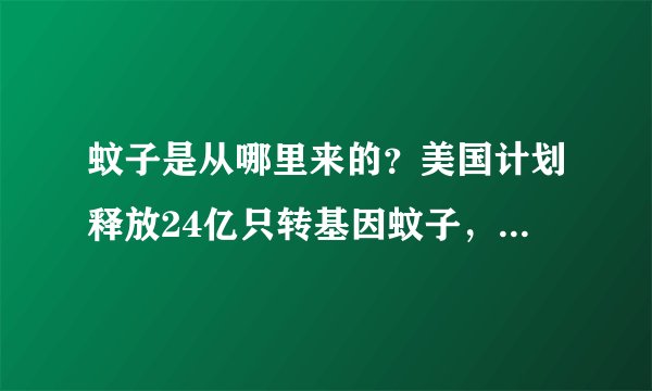 蚊子是从哪里来的？美国计划释放24亿只转基因蚊子，有何目的？