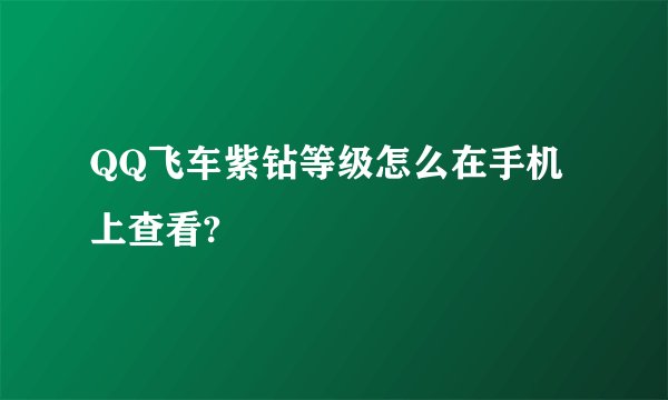 QQ飞车紫钻等级怎么在手机上查看?