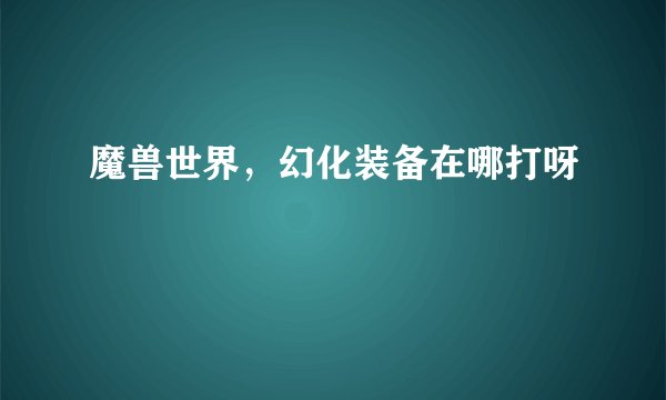 魔兽世界，幻化装备在哪打呀
