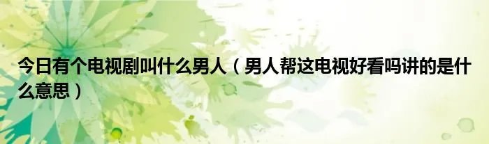 今日有个电视剧叫什么男人（男人帮这电视好看吗讲的是什么意思）