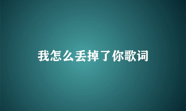 我怎么丢掉了你歌词