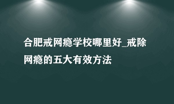 合肥戒网瘾学校哪里好_戒除网瘾的五大有效方法