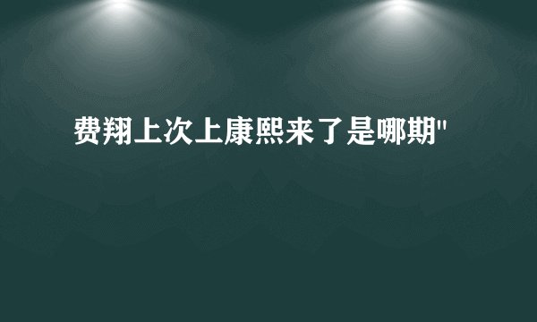 费翔上次上康熙来了是哪期
