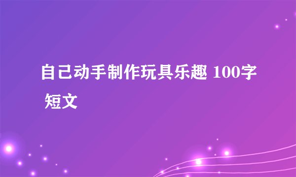 自己动手制作玩具乐趣 100字 短文