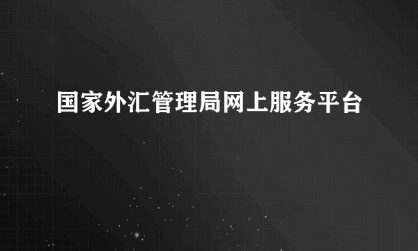 国家外汇管理局网上服务平台