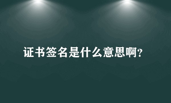 证书签名是什么意思啊？