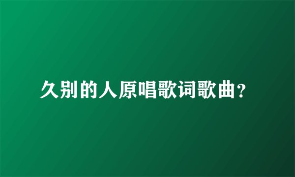 久别的人原唱歌词歌曲?