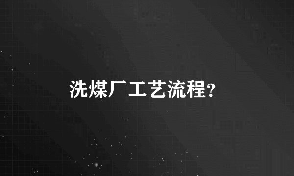 洗煤厂工艺流程？