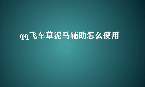 qq飞车草泥马辅助怎么使用