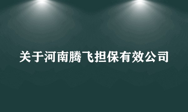 关于河南腾飞担保有效公司