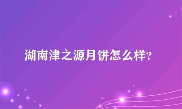 湖南津之源月饼怎么样？
