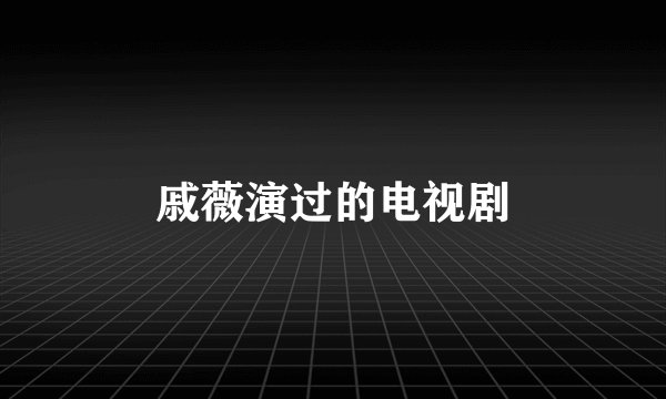 戚薇演过的电视剧