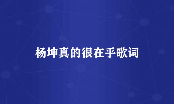 杨坤真的很在乎歌词