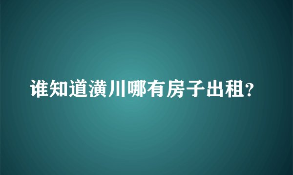 谁知道潢川哪有房子出租?