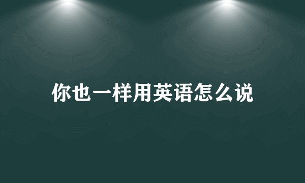 你也一样用英语怎么说
