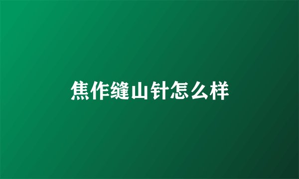 焦作缝山针怎么样