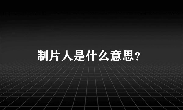 制片人是什么意思?