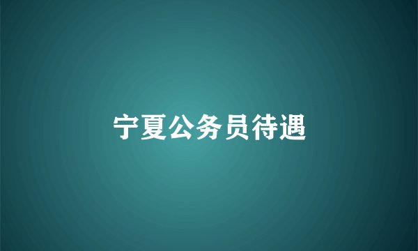 宁夏公务员待遇