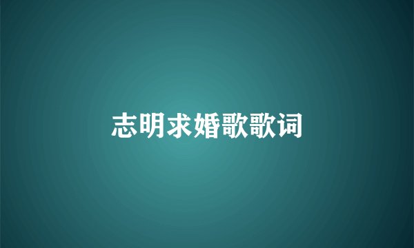 志明求婚歌歌词