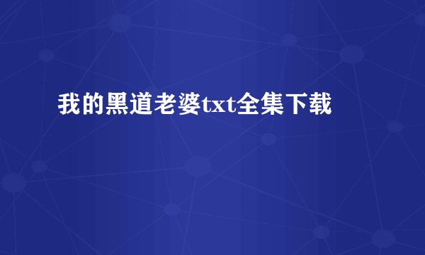 我的黑道老婆txt全集下载