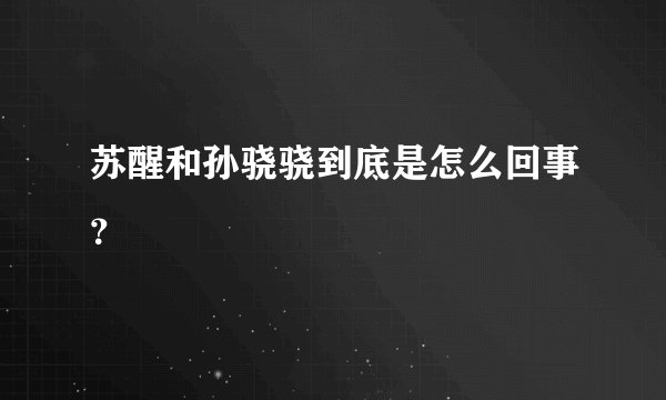 苏醒和孙骁骁到底是怎么回事？