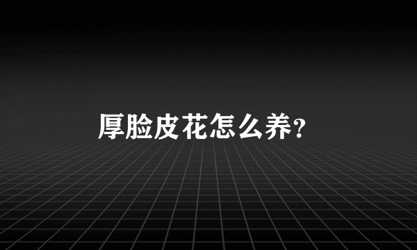厚脸皮花怎么养？